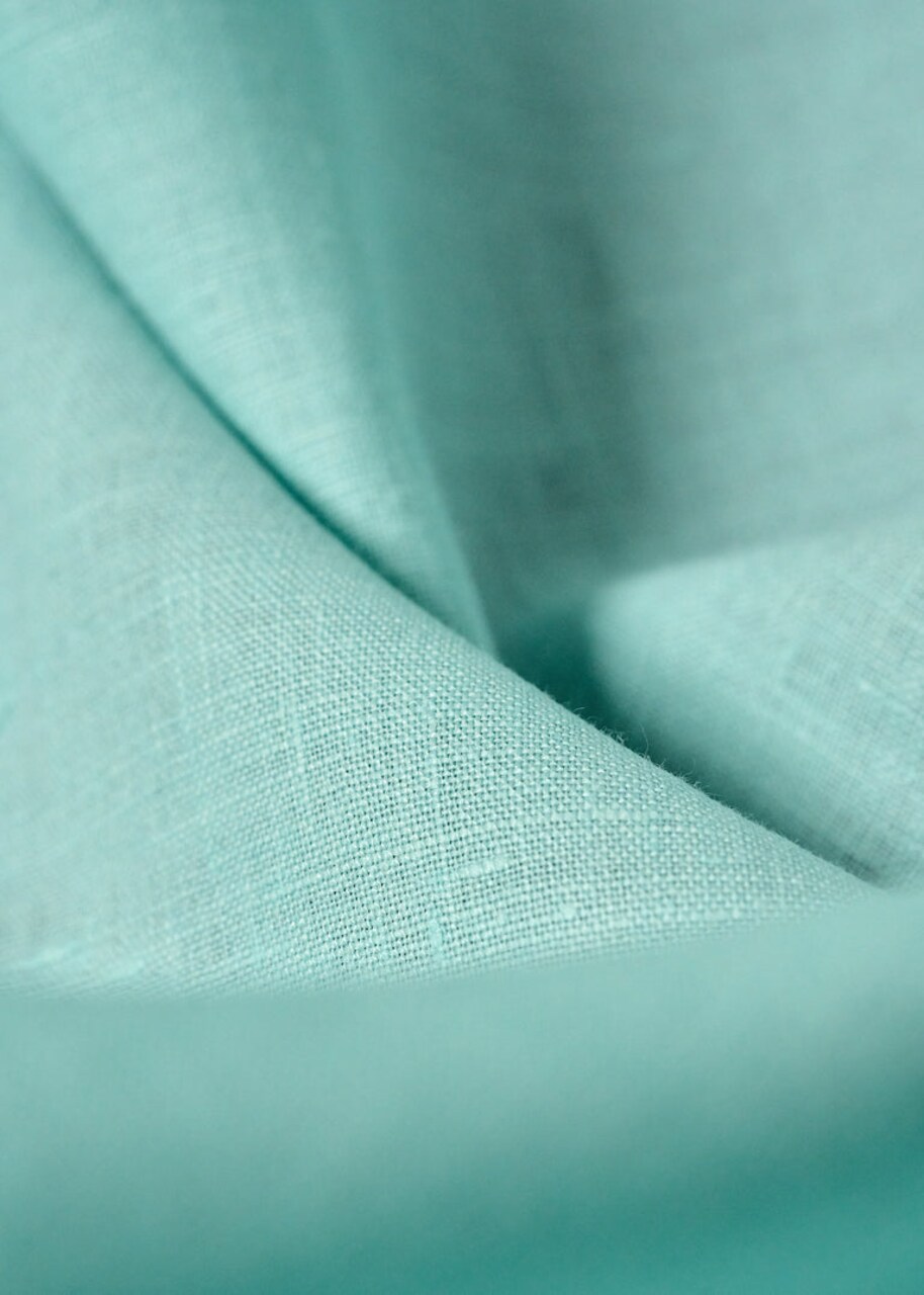 1 Yard Aqua Pure Linen Fabric, Washed Softened Midweight 5.5 oz 58 Inches Wide
